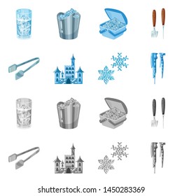 Vector illustration of texture and frozen sign. Set of texture and transparent stock vector illustration.