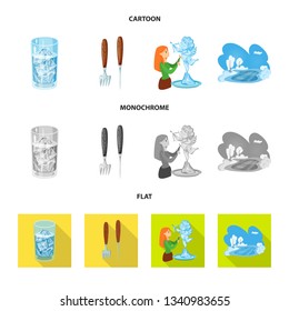 Vector illustration of texture  and frozen  symbol. Set of texture  and transparent  stock symbol for web.