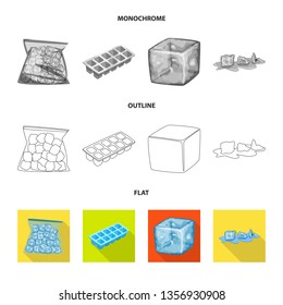 Vector illustration of texture  and frozen  symbol. Set of texture  and transparent  stock vector illustration.