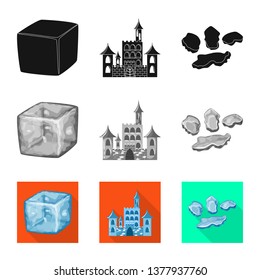 Vector illustration of texture  and frozen  symbol. Set of texture  and transparent  stock vector illustration.