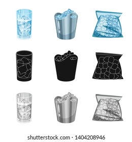 Vector illustration of texture  and frozen  symbol. Set of texture  and transparent  stock symbol for web.