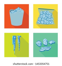 Vector illustration of texture and frozen symbol. Set of texture and transparent stock vector illustration.