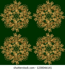 Vector illustration. Texture of gold foil. Art deco style. Shiny backdrop. Green and gold seamless pattern. Abstract geometric modern background.