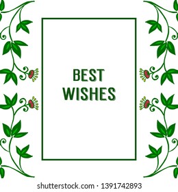 Vector illustration texture green leafy wreath frame for invitation card best wishes