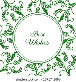 Vector illustration texture green leafy wreath frame for invitation card best wishes