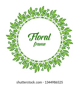 Vector illustration texture leaf floral frames isolated on background hand drawn