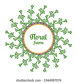 Vector illustration texture leaf floral frames isolated on background hand drawn