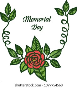 Vector illustration texture leaf floral frame for template of memorial days