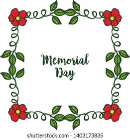 Vector illustration texture of leaf wreath frame for greeting card of memorial days hand drawn