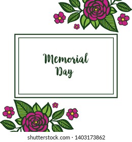 Vector illustration texture of leaf wreath frame for greeting card of memorial days hand drawn