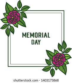 Vector illustration texture of leaf wreath frame for greeting card of memorial days hand drawn