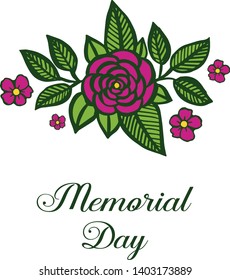 Vector illustration texture of leaf wreath frame for greeting card of memorial days hand drawn