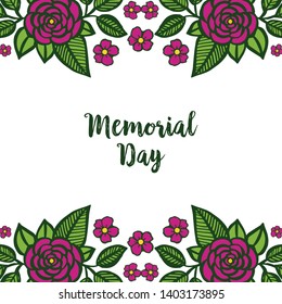 Vector illustration texture of leaf wreath frame for greeting card of memorial days hand drawn