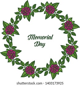Vector illustration texture of leaf wreath frame for greeting card of memorial days hand drawn