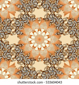 vector illustration texture. Mandala brown and beige. Doodles.