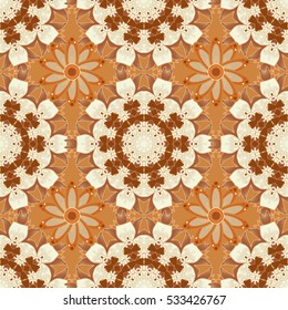 vector illustration texture. Mandala style. Brown, beige.