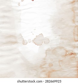 Vector illustration texture of the old piece of paper background with spots and streaks.