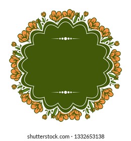 Vector illustration texture orange floral frames hand drawn
