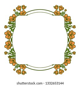 Vector illustration texture orange floral frames hand drawn