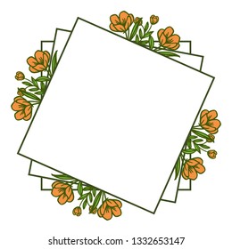 Vector illustration texture orange floral frames hand drawn