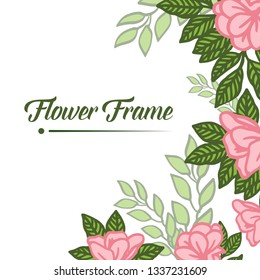 Vector illustration texture pink floral frame very blooms hand drawn