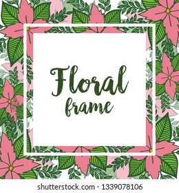 Vector illustration texture pink floral frames blooms hand drawn