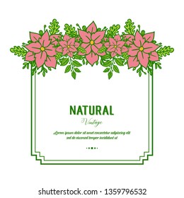 Vector illustration texture pink flower frames blooms for shape natural vintage hand drawn