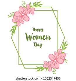 Vector illustration texture pink flower frame with decor of happy women day