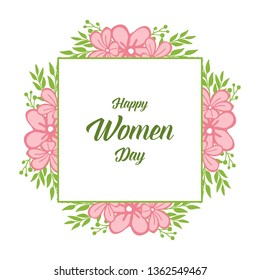 Vector illustration texture pink flower frame with decor of happy women day