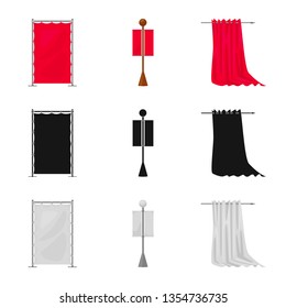 Vector illustration of texture and presentation sign. Set of texture and media  stock vector illustration.