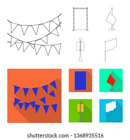 Vector illustration of texture and presentation sign. Set of texture and media  stock vector illustration.