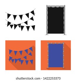 Vector illustration of texture and presentation sign. Set of texture and media  stock vector illustration.