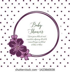 Vector illustration texture purple wreath frame with card baby shower