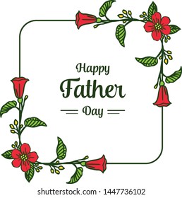 Vector illustration texture red floral frame with poster congratulation father days