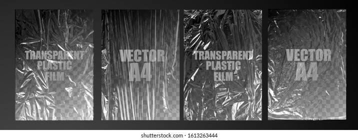 векторная иллюстрация. текстура прозрачная растянутая пленка полиэтилен. векторный элемент дизайна графический мятая пластиковая основа