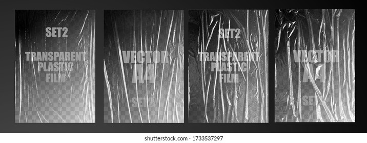 vector illustration. texture transparent stretched film polyethylene. vector design element graphic rumpled plastic warp