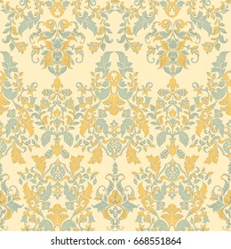 Vector illustration texture for wallpapers, fabric patterns. Baroque Damask seamless floral pattern.