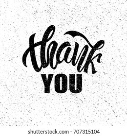 Vector illustration with textured background. Thank you card. Hand drawn lettering. For post cards, motivation cards, designing web sites, blog posts. 
