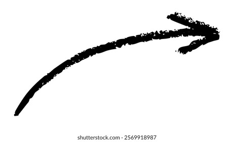 Vector illustration of a textured black curved arrow pointing upward, perfect for emphasizing direction or motion.