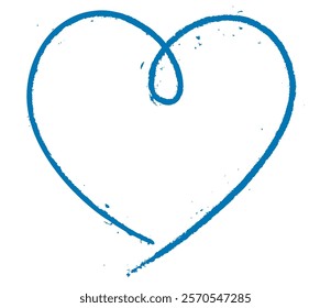 Vector illustration of a textured blue heart outline, featuring a minimalist design that symbolizes love and simplicity.