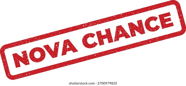 Ilustração vetorial de um selo retangular texturizado. A frase Nova Chance é visível dentro do selo, transmitindo um tema de oportunidade. Adequado para projetos de mudança.