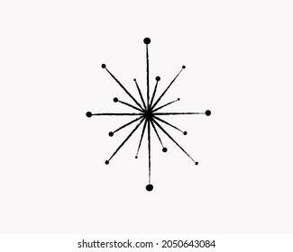 Vector illustration of a textured snowflake , for Christmas and New Year's design, isolated on a white background.