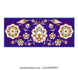 
Vector illustration of tezhip floral turkish ornament on a nice blue background, suitable to use for decoration on frame, calligraphy, invitation card, islamic decoration