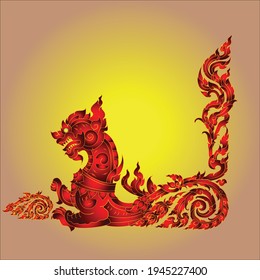 Ilustración vectorial. Patrón de arte tailandés o textura de diseño de fondo de papel pintado de la línea tailandesa.