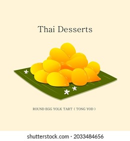 vector illustration Thai dessert Made with coconut and egg yolks and sugar.
