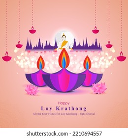 vector illustration for Thai festival loy krathong-festival of light