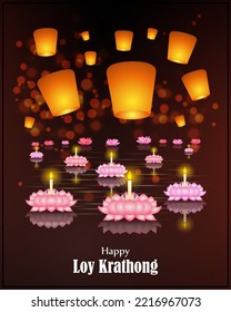 vector illustration for Thai festival loy krathong-festival of light
