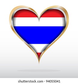 Vector illustration of Thai Flag in Golden Heart