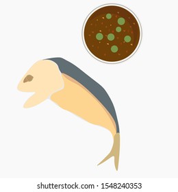 Vector illustration thai food mackerel chili paste