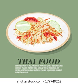 Vector illustration of Thai papaya salad 